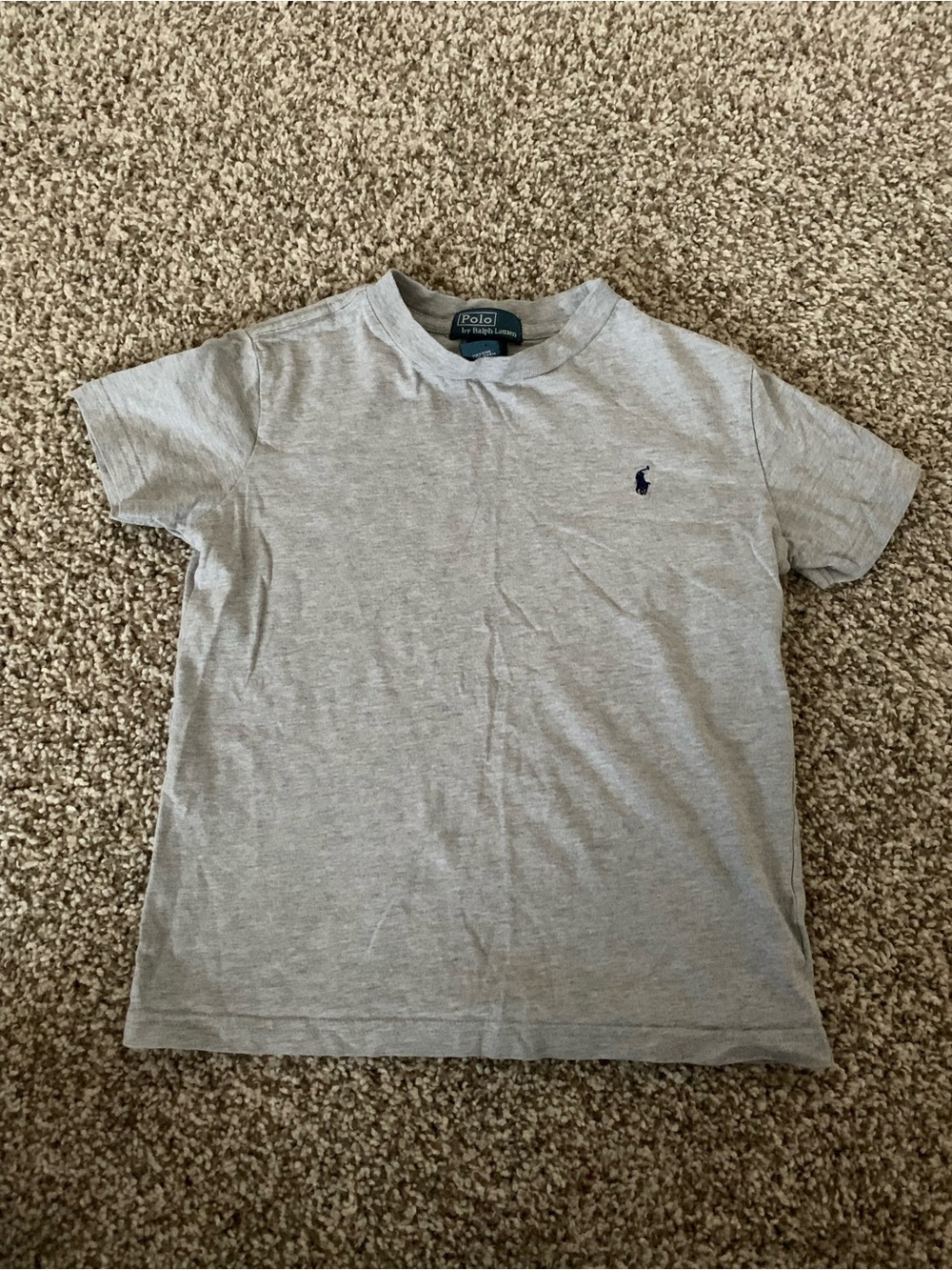 Ralph Lauren boy’s Light Gray Short Sleeve Tee with Navy Pony kids 5T